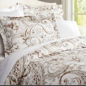 Pottery Barn Joli Duvet Cover Set - Cream and Tan